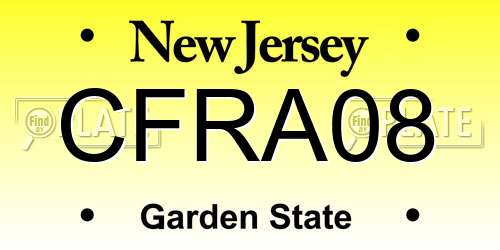 CFRA08 New Jersey License Plate