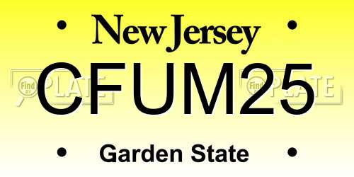CFUM25 New Jersey License Plate