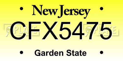 CFX5475 New Jersey License Plate