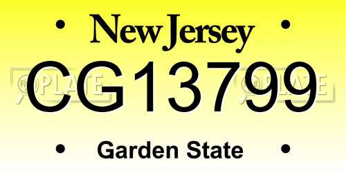 CG13799 New Jersey License Plate