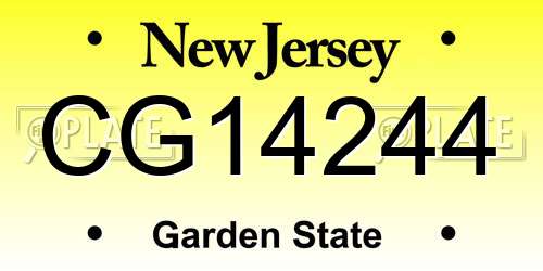 CG14244 New Jersey License Plate