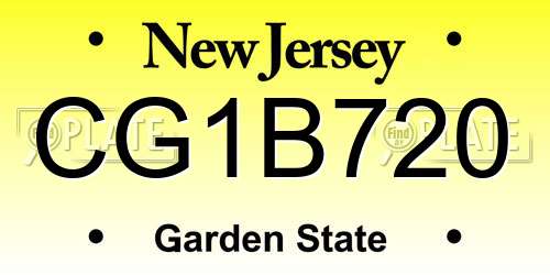 CG1B720 New Jersey License Plate