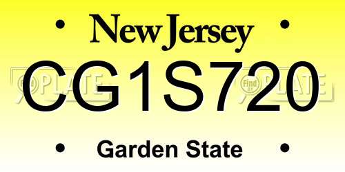 CG1S720 New Jersey License Plate