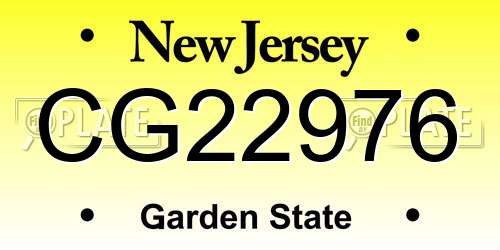 CG22976 New Jersey License Plate