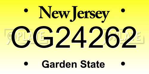 CG24262 New Jersey License Plate