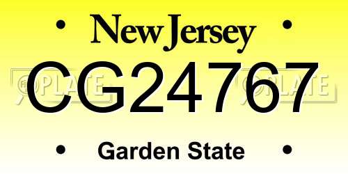 CG24767 New Jersey License Plate