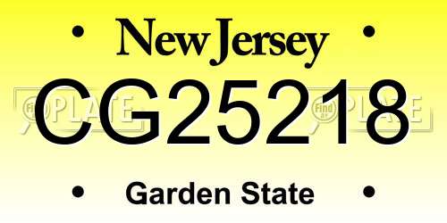 CG25218 New Jersey License Plate