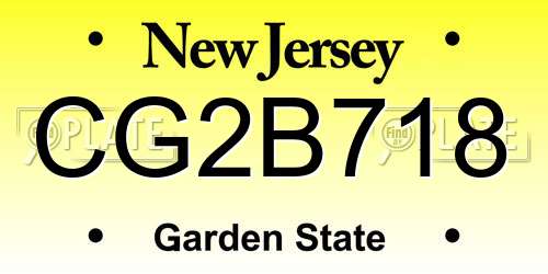 CG2B718 New Jersey License Plate