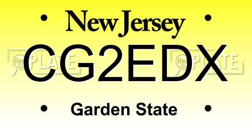 CG2EDX New Jersey License Plate