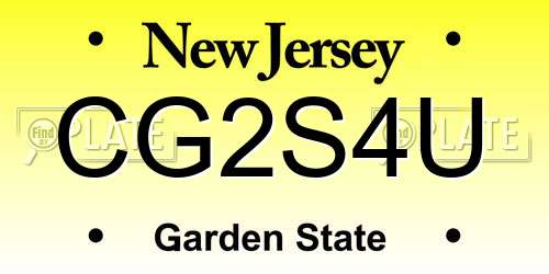 CG2S4U New Jersey License Plate