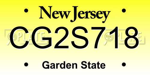 CG2S718 New Jersey License Plate