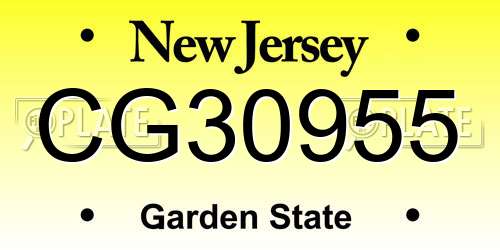 CG30955 New Jersey License Plate