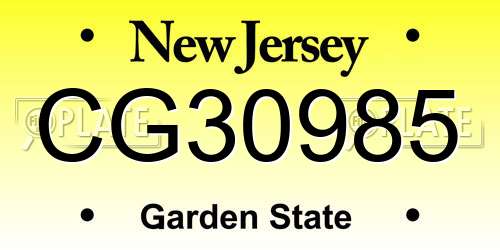 CG30985 New Jersey License Plate