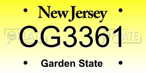 CG3361 New Jersey License Plate