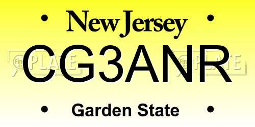 CG3ANR New Jersey License Plate