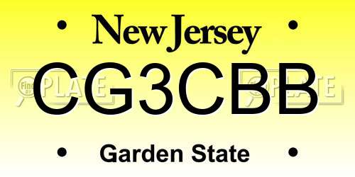 CG3CBB New Jersey License Plate