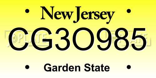 CG3O985 New Jersey License Plate