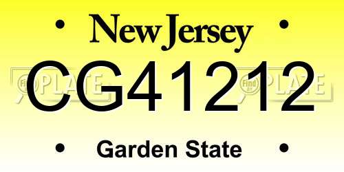 CG41212 New Jersey License Plate