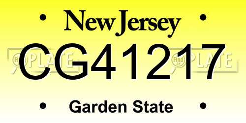 CG41217 New Jersey License Plate