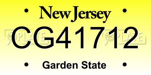 CG41712 New Jersey License Plate