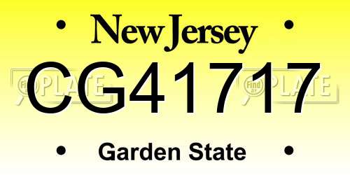 CG41717 New Jersey License Plate