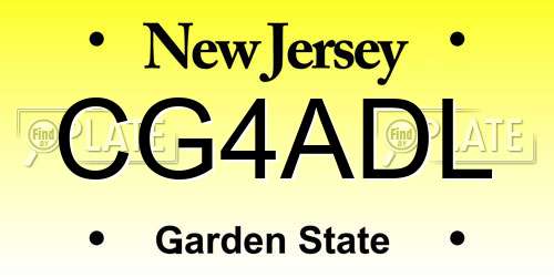 CG4ADL New Jersey License Plate