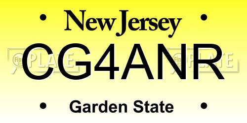 CG4ANR New Jersey License Plate