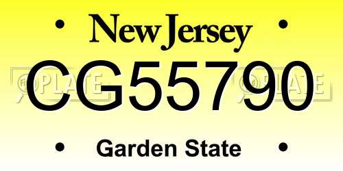 CG55790 New Jersey License Plate