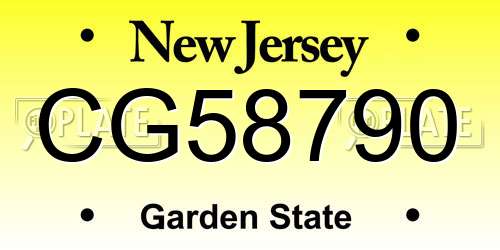 CG58790 New Jersey License Plate