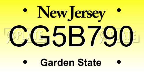 CG5B790 New Jersey License Plate