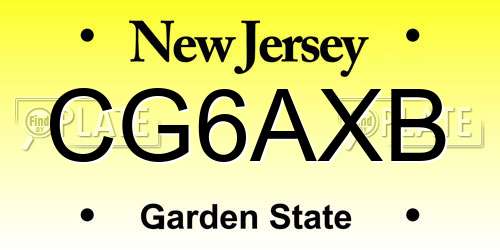 CG6AXB New Jersey License Plate