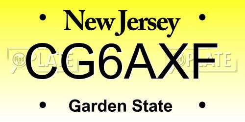 CG6AXF New Jersey License Plate