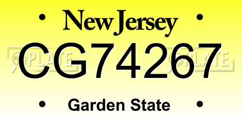 CG74267 New Jersey License Plate