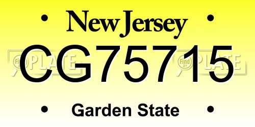 CG75715 New Jersey License Plate