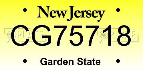 CG75718 New Jersey License Plate