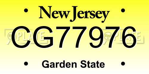 CG77976 New Jersey License Plate