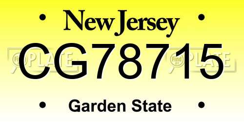 CG78715 New Jersey License Plate