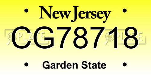 CG78718 New Jersey License Plate