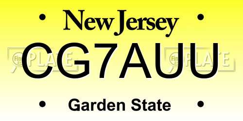 CG7AUU New Jersey License Plate