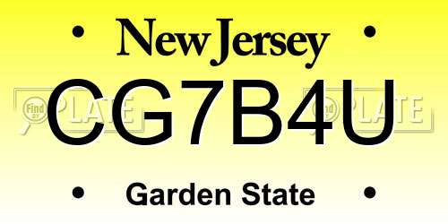 CG7B4U New Jersey License Plate