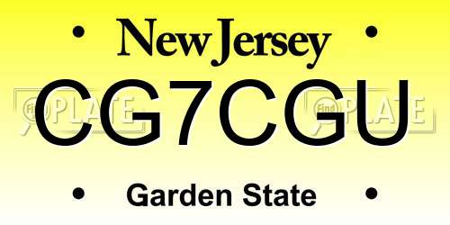 CG7CGU New Jersey License Plate