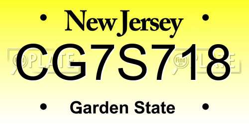 CG7S718 New Jersey License Plate
