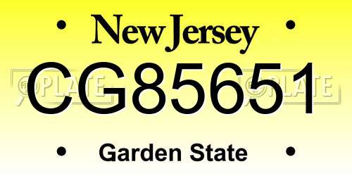 CG85651 New Jersey License Plate