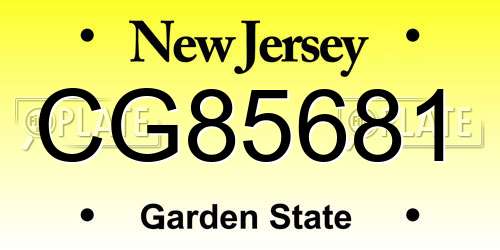 CG85681 New Jersey License Plate