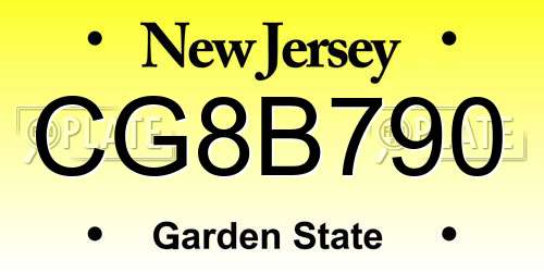 CG8B790 New Jersey License Plate