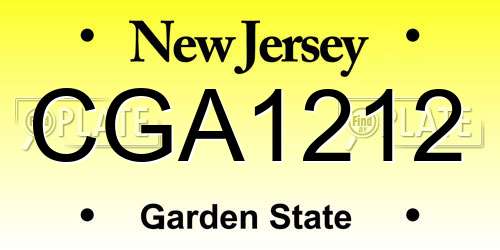 CGA1212 New Jersey License Plate