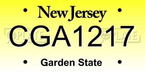 CGA1217 New Jersey License Plate