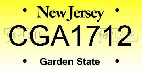 CGA1712 New Jersey License Plate
