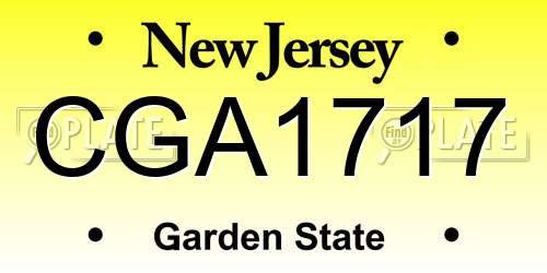 CGA1717 New Jersey License Plate