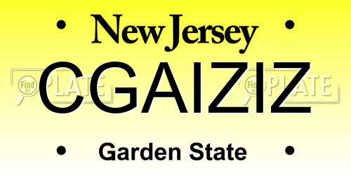 CGAIZIZ New Jersey License Plate
